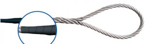 Wire rope sling splice with tape